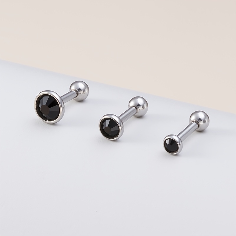 3pcs Synthetic Cubic Zirconia Stud Earrings Set for Women & Men
